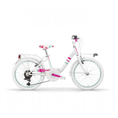 Vélo enfant 5 à 8 ou 9 à 12 ans, fille, acier VELO route Fleur blanc décor pastel, 1x6v,