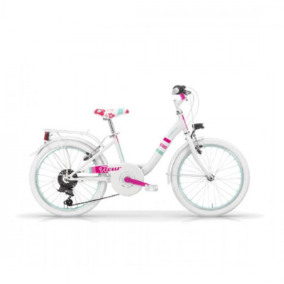 Vélo enfant 5 à 8 ou 9 à 12 ans, fille, acier VELO route Fleur blanc décor pastel, 1x6v,