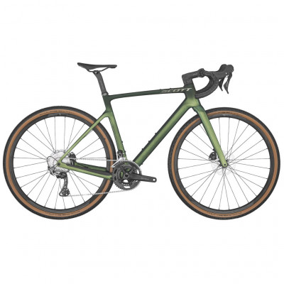  Vélo gravel 700 carbon - SCOTT 2022 Addict Gravel 30 Green/Black- vert décor noir et vert : 2x11v