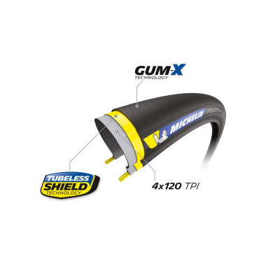 Pneu 700 MICHELIN route Power Cup TLR 25 noir flancs beiges