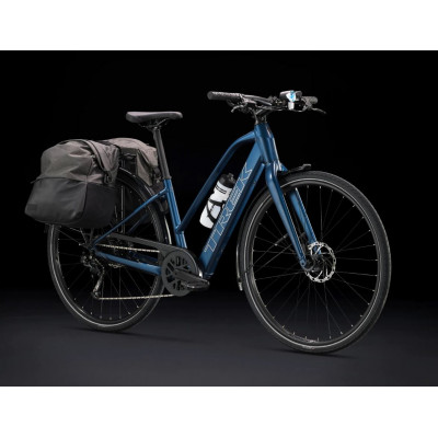 Vélo électrique vtc urbain 28p alu - TREK 2023 FX+ 2 Stagger 250 - Mulsanne Blue décor argent : cadre ouvert
