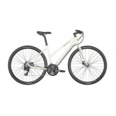 Vélo VTC Femme 28p alu - SCOTT 2022 Sub Cross 50 Lady Rigide - Blanc décor gris et argent : 3x8v 48x38x28/11x34