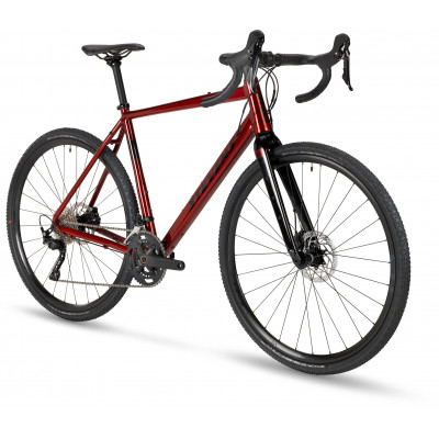  Vélo gravel 700 alu - STEVENS 2024 Gavere - Rouge Bordeaux brillant Décor noir: 2x10v