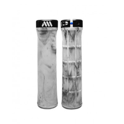 Poignées de guidon AMS caoutchouc Berm Lock-on 29.5/33.9 Blanche Camo