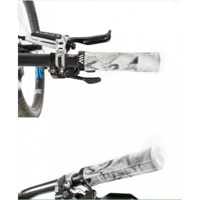 Poignées de guidon AMS caoutchouc Berm Lock-on 29.5/33.9 Blanche Camo