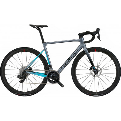  Vélo course 700 carbon - WILIER 2023 Zéro SL Disc - E9 gris bleu décor noir et blanc : 2x12v 50x34/11x34