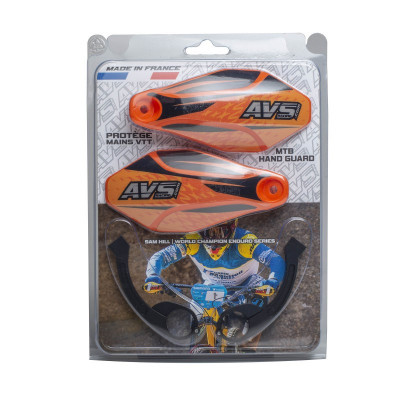 Protège mains AVS pvc/alu Déco orange décor noir et gris