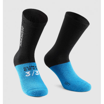 Chaussettes hiver - ASSOS Ultraz Winter Socks - noir décor bleu