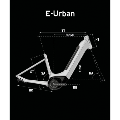 Vélo électrique urbain unisexe 29p alu - LAPIERRE 2024 e-Urban 4.5 500 - Anthracite décor argent : 50mm