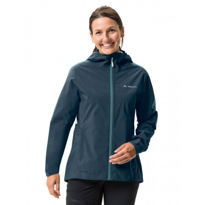 Veste imperméable femme - VAUDE Moab Rain II - bleu pétrole décor bleu ciel