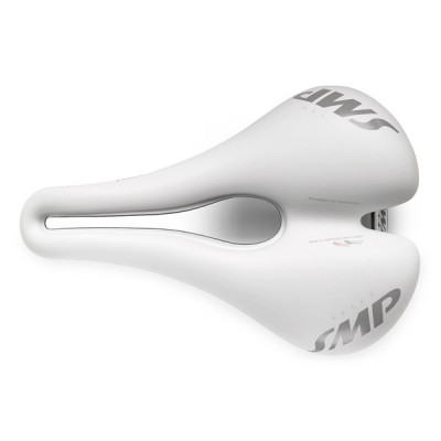 Selle unisexe SMP route vtt trekking TRK Large 177 blanc mat décor gris