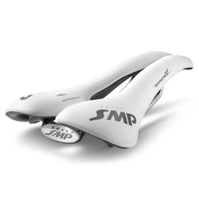 Selle unisexe SMP route Well 144 blanc mat décor noir