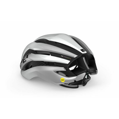 Casque route - MET Trenta 3K Carbon Mips - gris blanc métallisé