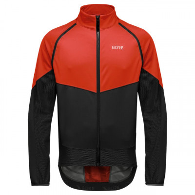 Veste coupe-vent - GORE Phantom Windstopper - rouge orangé fireball décor noir