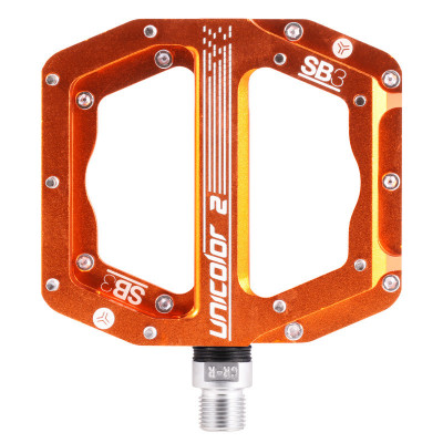 Pédales SB3 alu vtt bmx dh Unicolor anodisée orange décor argent