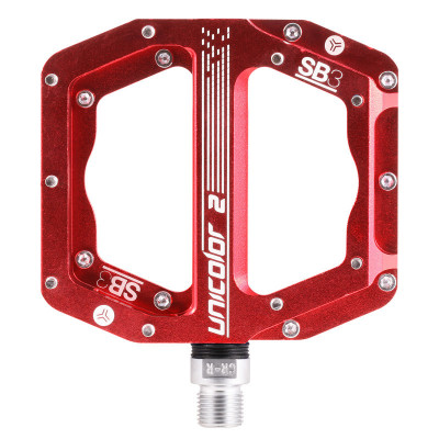 Pédales SB3 alu vtt bmx dh Unicolor anodisée rouge décor argent