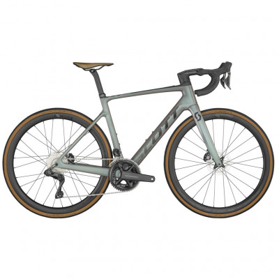 Vélo électrique course carbone - SCOTT Addict eRide 10 Di2 250 - Gris Argent décor noir : 2x12v