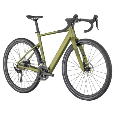 Vélo électrique gravel alu - SCOTT 2025 Speedster Gravel eRide 50 250 - Vert mat décor vert : 2x10v