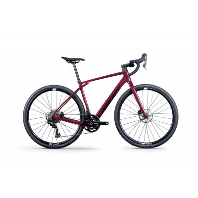 Vélo gravel 700 carbon - LAPIERRE 2025 CrossHill CF 6.0 - Rouge Ruby décor noir et argent: 2x12v