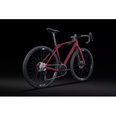 Vélo gravel 700 carbon - LAPIERRE 2025 CrossHill CF 6.0 - Rouge Ruby décor noir et argent: 2x12v