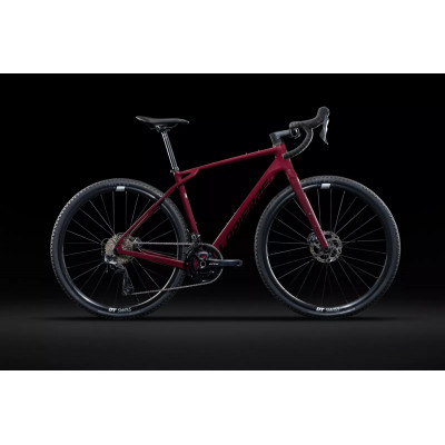 Vélo gravel 700 carbon - LAPIERRE 2025 CrossHill CF 6.0 - Rouge Ruby décor noir et argent: 2x12v