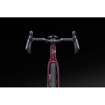 Vélo gravel 700 carbon - LAPIERRE 2025 CrossHill CF 6.0 - Rouge Ruby décor noir et argent: 2x12v