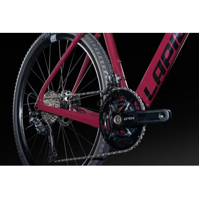 Vélo gravel 700 carbon - LAPIERRE 2025 CrossHill CF 6.0 - Rouge Ruby décor noir et argent: 2x12v