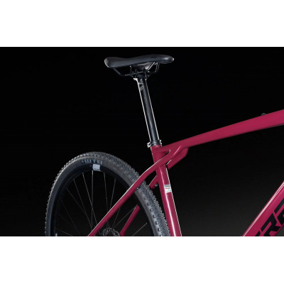 Vélo gravel 700 carbon - LAPIERRE 2025 CrossHill CF 6.0 - Rouge Ruby décor noir et argent: 2x12v