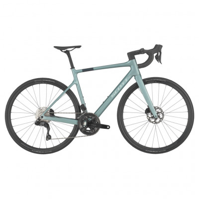 Vélo course 700 carbone - SCOTT 2025 Addict 40 Iceberg Green DI2 - Vert Glacier décor argent et noir: 2x12v