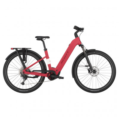 Vélo électrique urbain unisexe 28/29p alu - SCOTT 2025 Sub 30 Wave USX 600 - Rouge clair mat décor noir : 63mm