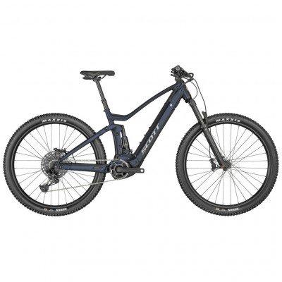 Vélo électrique VTT 29p alu - SCOTT 2024 Strike eRide 930 Blue 625 - Bleu marine mat décor gris : 140/140mm