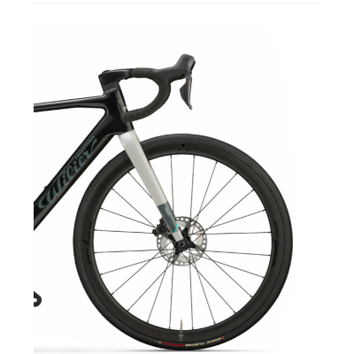 Vélo gravel 700 carbone - WILIER 2026 Rave SL AXS 1x12 - Noir brillant décor argent et gris : 1x12v