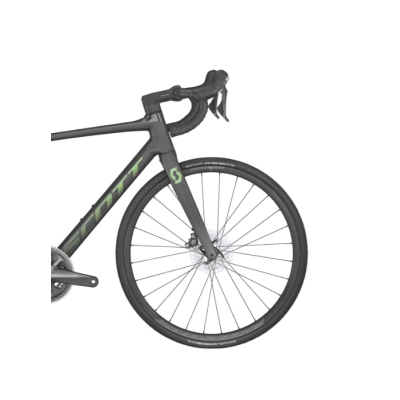 Vélo course carbone 700 - SCOTT Addict 20 Carbon Black - Noir mat décor vert métallisé : 2x11v