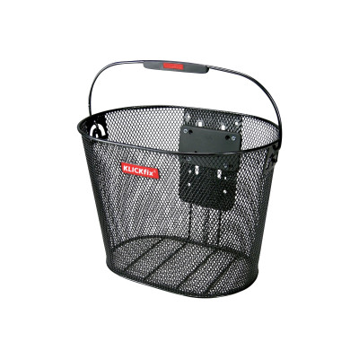 Panier avant KLICKFIX métal rigide Oval Plus maille serrée noir,