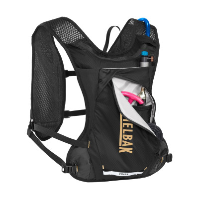 Sac hydratation route, gravel et vtt - CAMELBAK Chase Race 4 Vest - noir décor doré