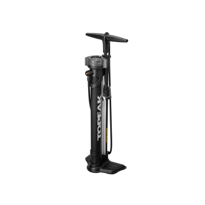 Pompe à pied TOPEAK alu JoeBlow Booster Tubeless argent décor noir