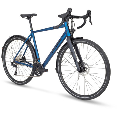 Vélo city gravel 700 alu - STEVENS 2026 Suprême Pro - Bleu Dark Navy Décor noir : 2x12v