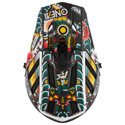 Casque intégral - ONEAL Backflip Inked - noir décor graff vert, jaune et rouge