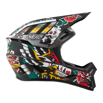 Casque intégral - ONEAL Backflip Inked - noir décor graff vert, jaune et rouge