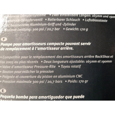 Pompe TOPEAK pour amortisseur PropShock pliante noir décor jaune