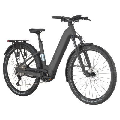 Vélo électrique urbain unisexe 28/29p alu - SCOTT 2026 Axis 20 Wave USX 600 - Gris Nuit mat décor argent et noir : 63mm