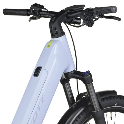 Vélo électrique urbain unisexe 28/29p alu - SCOTT 2026 Axis 20 Wave USX 600 - Gris Nuit mat décor argent et noir : 63mm