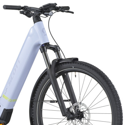 Vélo électrique urbain unisexe 28/29p alu - SCOTT 2026 Axis 20 Wave USX 600 - Gris Nuit mat décor argent et noir : 63mm