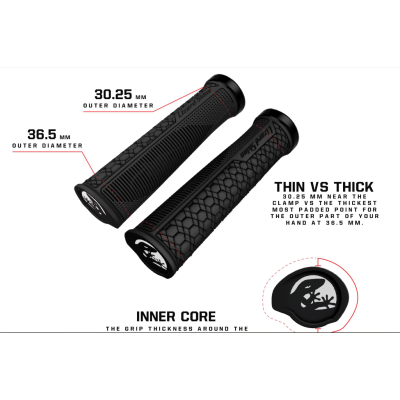 Poignées de guidon LIZARDSKINS caoutchouc vtt Gradient Single Lock-On 30.5/36.5 noire, ...