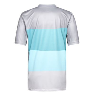 Maillot manches courtes vtt - FOX Ranger Grid - gris clair décor bleu dégradé