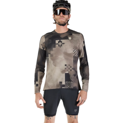 Maillot manches longues - FOX Flexair Ascent Pulse - marron sable décor noir
