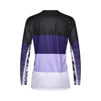 Maillot manches longues vtt - FOX Ranger Grid - noir décor violet et vert