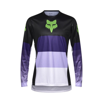 Maillot manches longues vtt - FOX Ranger Grid - noir décor violet et vert
