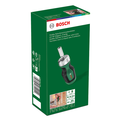 Tournevis à cliquet BOSCH acier chrome vanadium Extra Court 111 Douille Aimantée 6mm