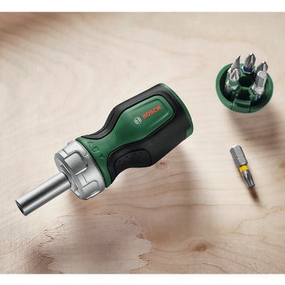 Tournevis à cliquet BOSCH acier chrome vanadium Extra Court 111 Douille Aimantée 6mm